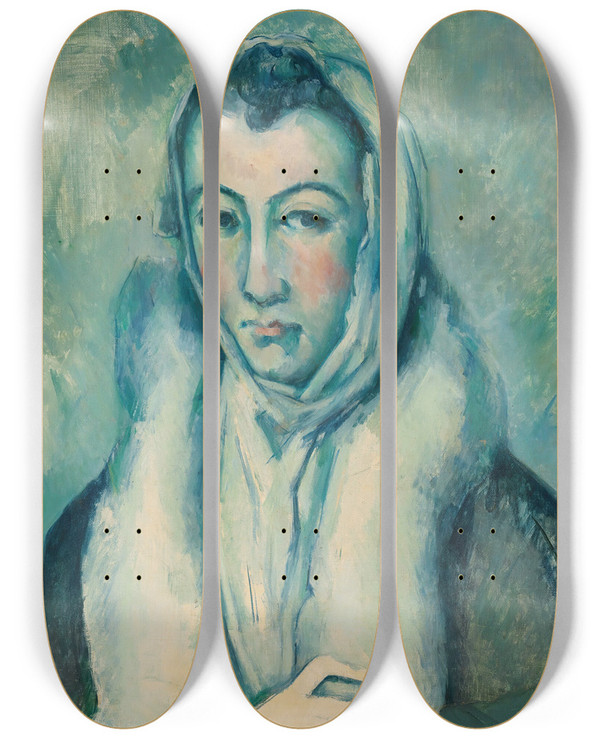 Triptych art skateboard deck of Paul Czanne La Femme Lhermine Daprs Le Greco by Paul Cezanne (1839-1906)