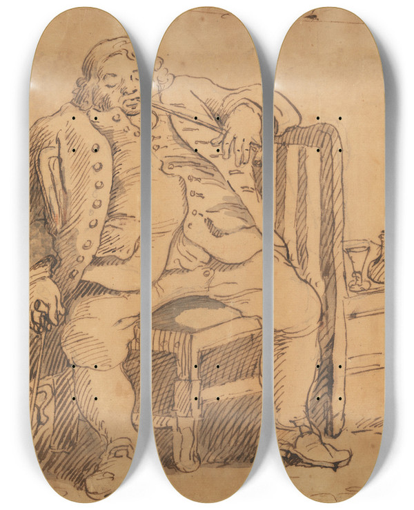 Triptych art skateboard deck of William Hogarth Benjamin Read by William Hogarth (1697-1764)