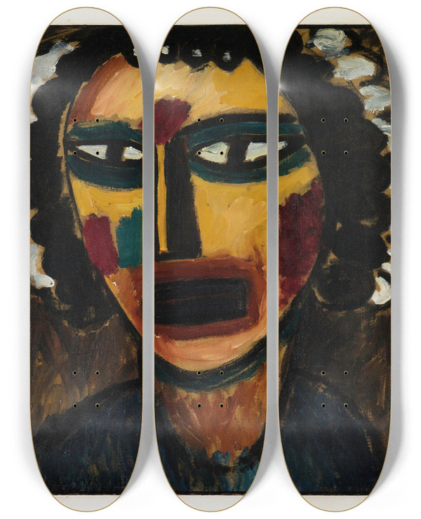 Triptych art skateboard deck of Alexej Von Jawlensky Prophet Sibyl by Alexej Von Jawlensky (1864-1941)