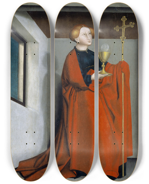 Triptych art skateboard deck of Konrad Witz Ecclesia by Konrad Witz (1410-1446)