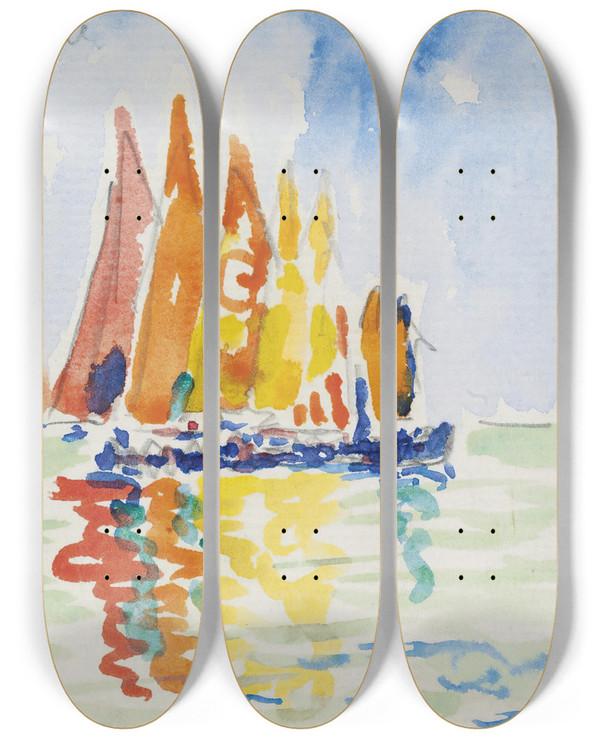 Triptych art skateboard deck of Paul Signac Venise by Paul Signac (1863-1935)