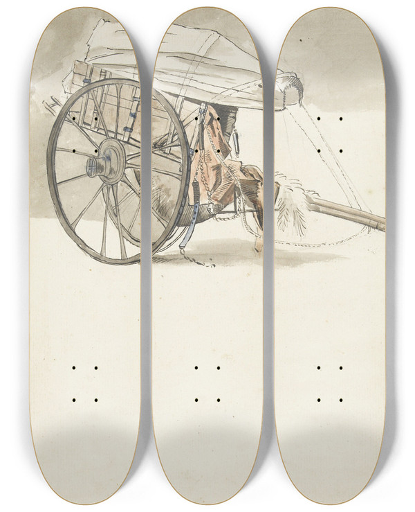 Triptych art skateboard deck of Pieter Bartholomeusz Barbiers Huifkar by Pieter Bartholomeusz Barbiers (1772-1837)