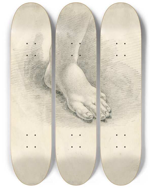 Triptych art skateboard deck of David Humbert De Superville Een Linkervoet by David Humbert De Superville (1770-1849)