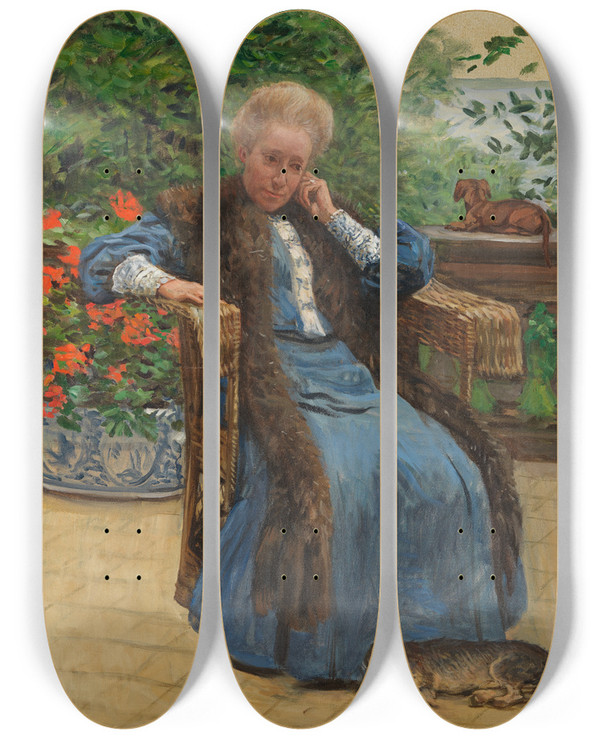 Triptych art skateboard deck of Leopold Von Kalckreuth Ohne Titel by Leopold Von Kalckreuth (1855-1928)