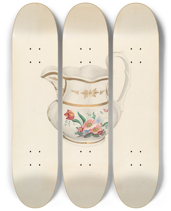Triptych art skateboard deck of Roberta Spicer Pitcher_1 by Roberta Spicer