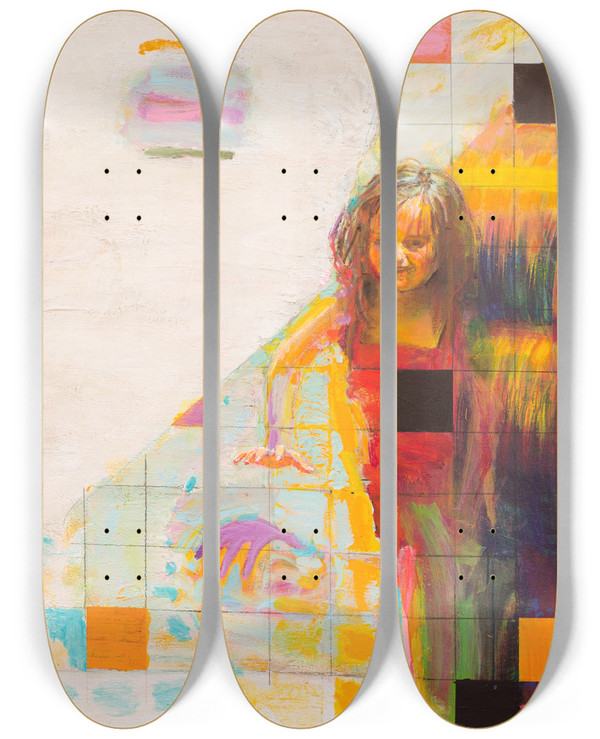Triptych art skateboard deck of Tiit Psuke Valgus Ja Vari Maria by Tiit Paasuke (1941)