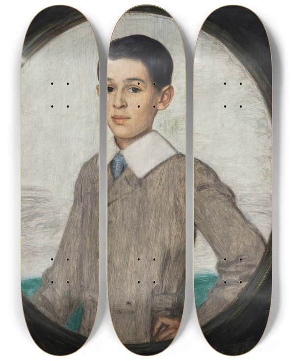 Triptych art skateboard deck of Franz Von Stuck Alexander Saitzoff Bruder Von Vera Saitzoff by Franz Von Stuck (1863-1928)