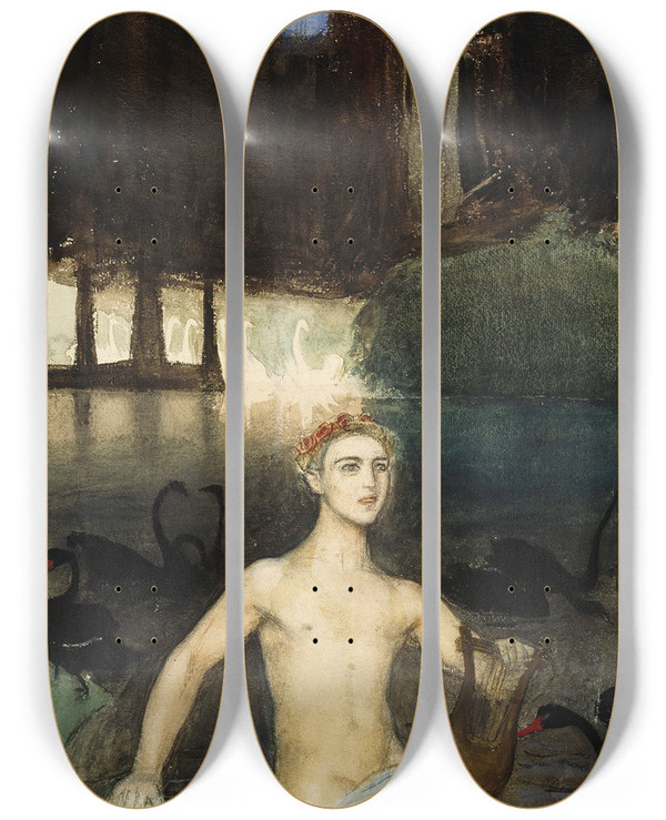 Triptych art skateboard deck of Magnus Enckell Fantasy by Magnus Enckell (1870-1925)