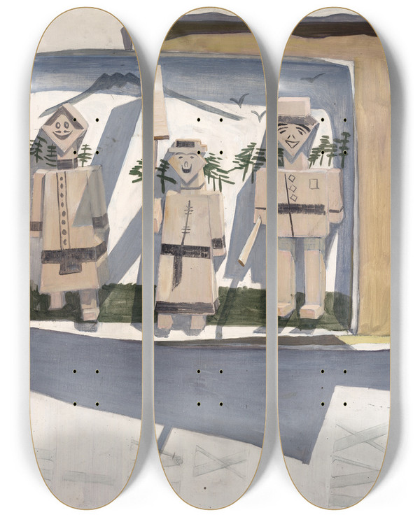 Triptych art skateboard deck of John Covert Weights by John Covert (1882-1960)