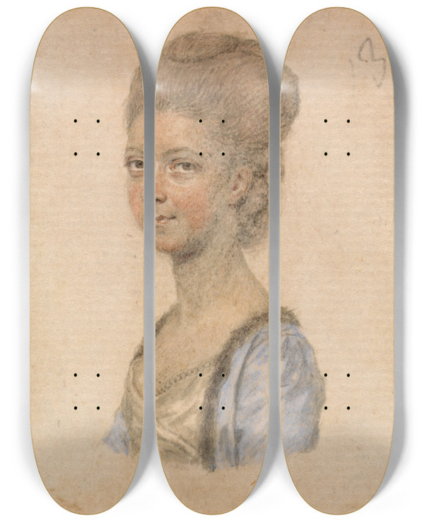 Triptych art skateboard deck of John Smart Miss Bennett by John Smart (1741-1811)
