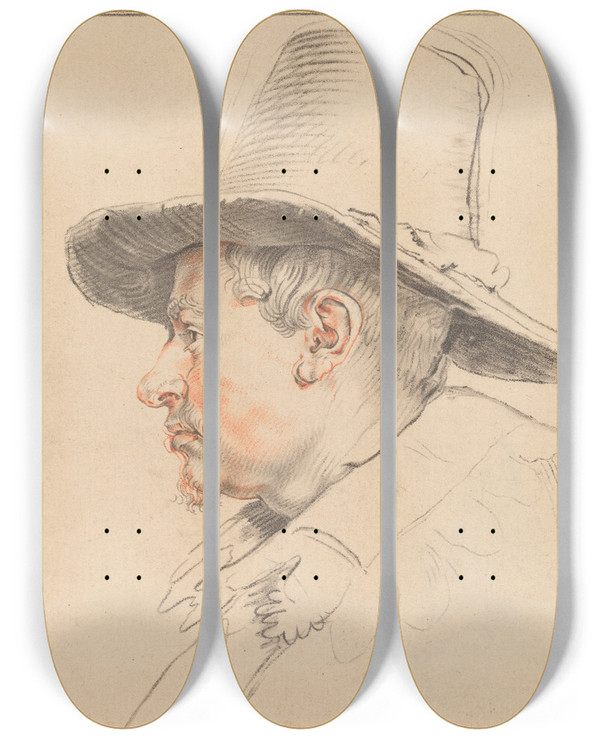 Triptych art skateboard deck of Cornelis Ploos Van Amstel Jan Van Goyen by Cornelis Ploos Van Amstel (1726-1798)