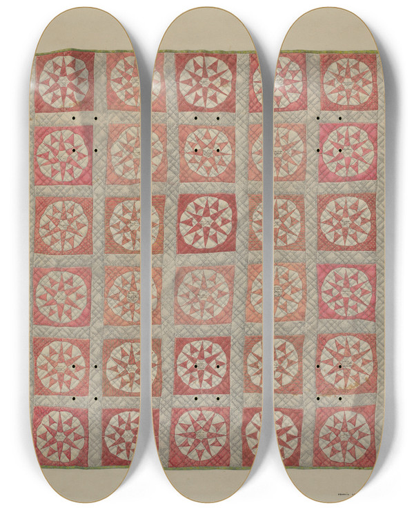 Triptych art skateboard deck of Francis Law Durand Quilt Crib Quilt by Francis Law Durand (1935)