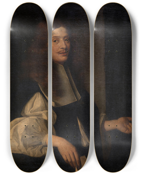 Triptych art skateboard deck of Benjamin Von Block Portrait Of A Man by Benjamin Von Block (1631-1690)