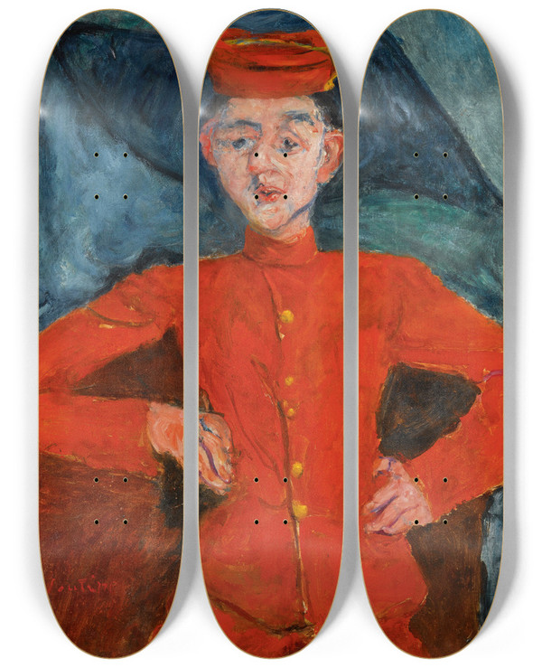 Triptych art skateboard deck of Cham Soutine Le Chasseur De Chez Maxims by Chaim Soutine (1893-1943)