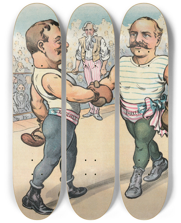 Triptych art skateboard deck of John Samuel Pughe Time by John Samuel Pughe (1870-1909)