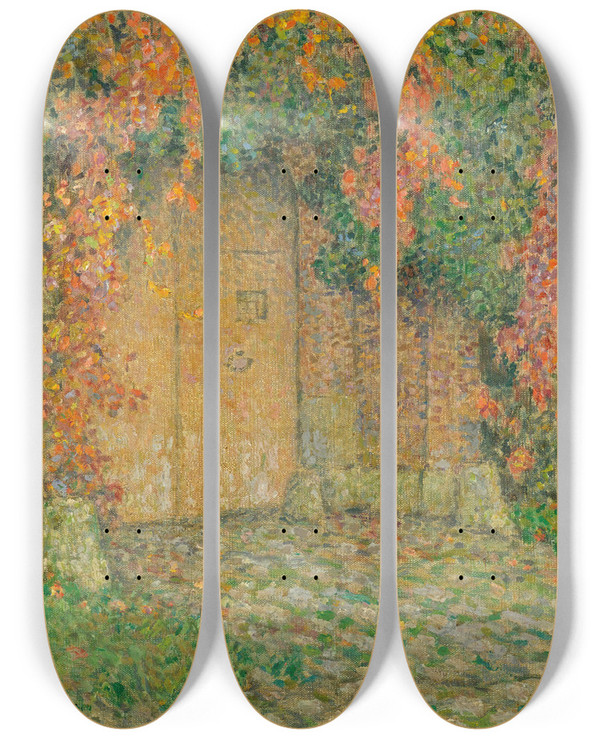 Triptych art skateboard deck of Henri Le Sidaner Le Portail by Henri Le Sidaner (1862-1939)