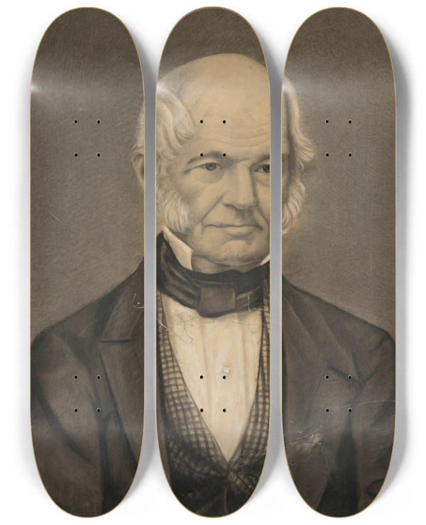 Triptych art skateboard deck of L Wieser James L Edwards by L Wieser (1881)