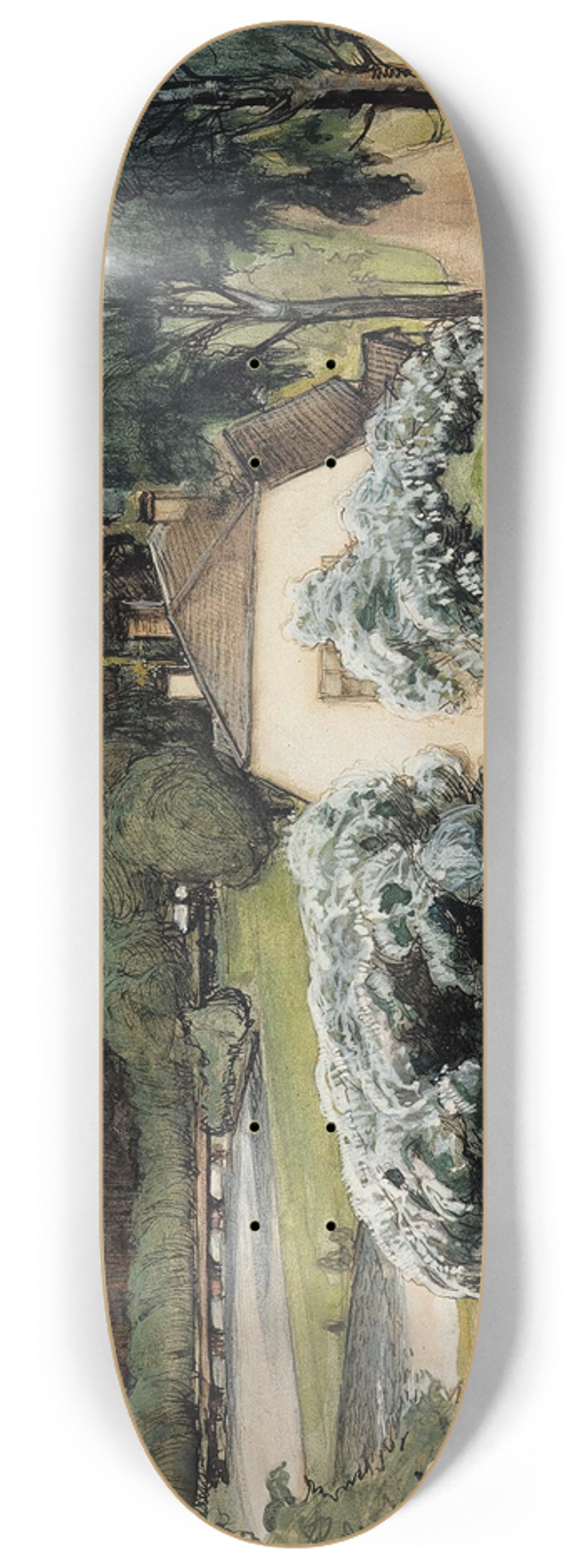 Albert Edelfelt - The Foremans House at the Saari Manor 8.25 inch art skate deck