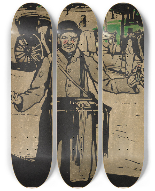 Triptych art skateboard deck of William Nicholson Hawker_2 by William Nicholson (1872-1949)