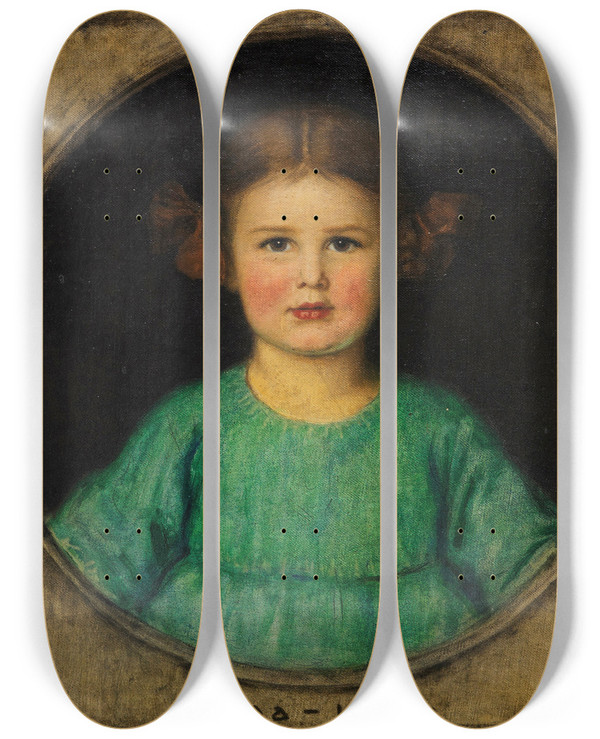 Triptych art skateboard deck of Franz Von Stuck Mdchenbildnis Annalore Butzer by Franz Von Stuck (1863-1928)