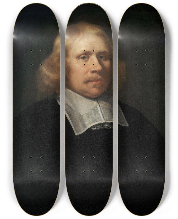 Triptych art skateboard deck of Jrgen Ovens Portrait Of A Man by Jurgen Ovens (1623-1678)