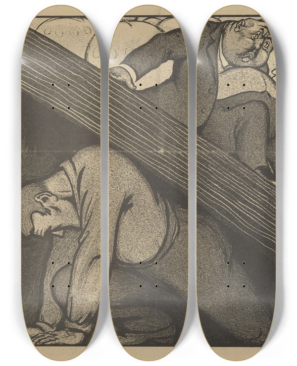 Triptych art skateboard deck of Albert Hahn De Notenkraker 18 Mei 1907 Eindhoven by Albert Hahn (1877-1918)