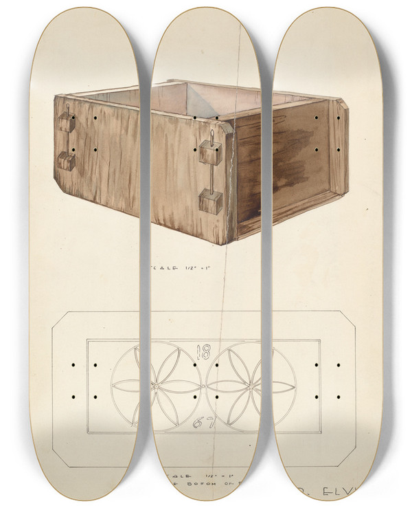 Triptych art skateboard deck of Roberta Elvis Cheese Mold by Roberta Elvis