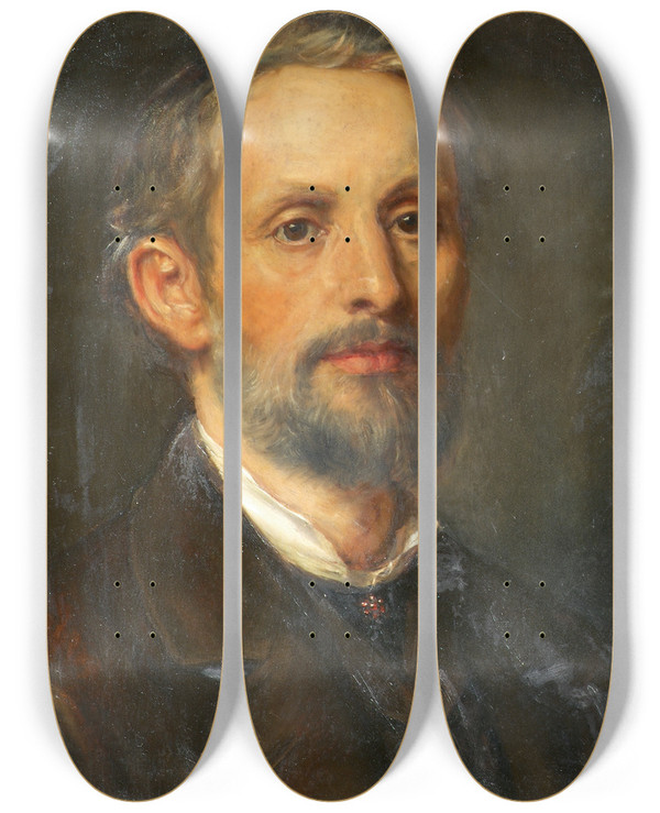 Triptych art skateboard deck of Friedrich Staudinger Selbstbildnis by Friedrich Staudinger (1829)