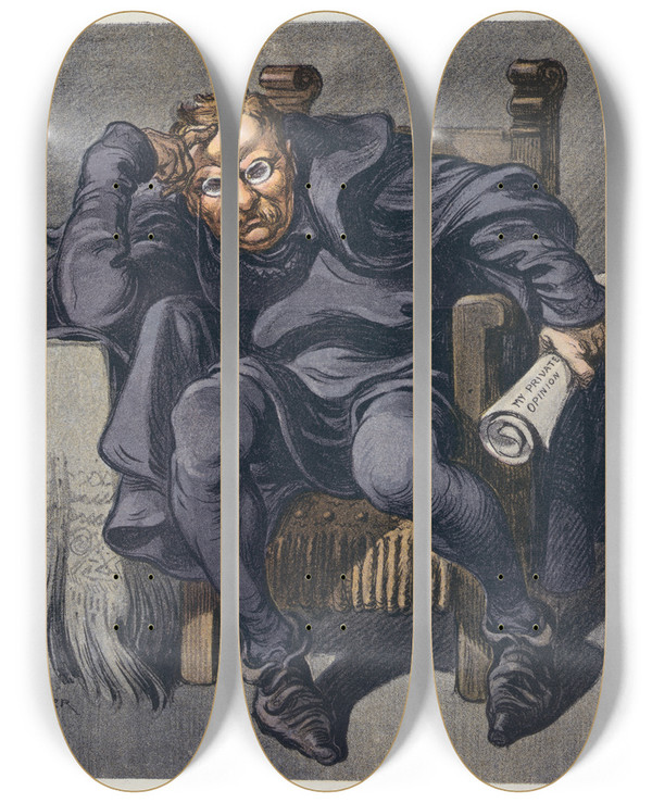 Triptych art skateboard deck of Udo Keppler Tedlets Soliloquy by Udo Keppler (1872-1956)