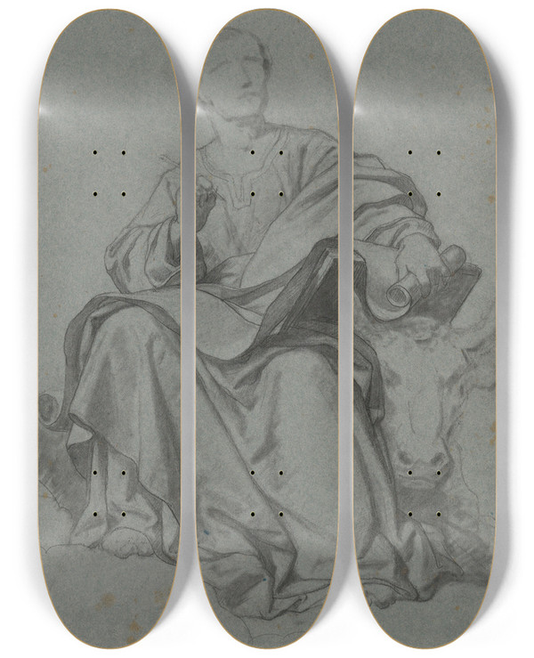 Triptych art skateboard deck of Nicaise De Keyser Saint Luke_2 by Nicaise De Keyser (1813-1887)