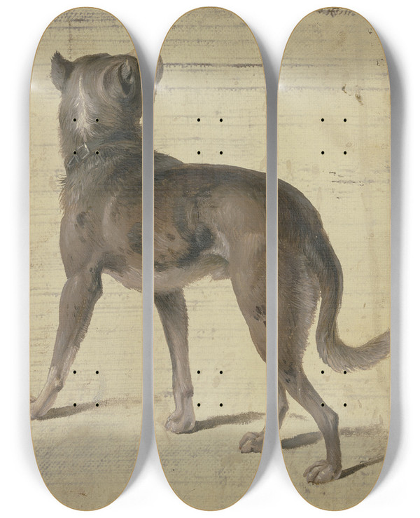 Triptych art skateboard deck of Philipp Rumpf Dog by Philipp Rumpf (1821-1896)