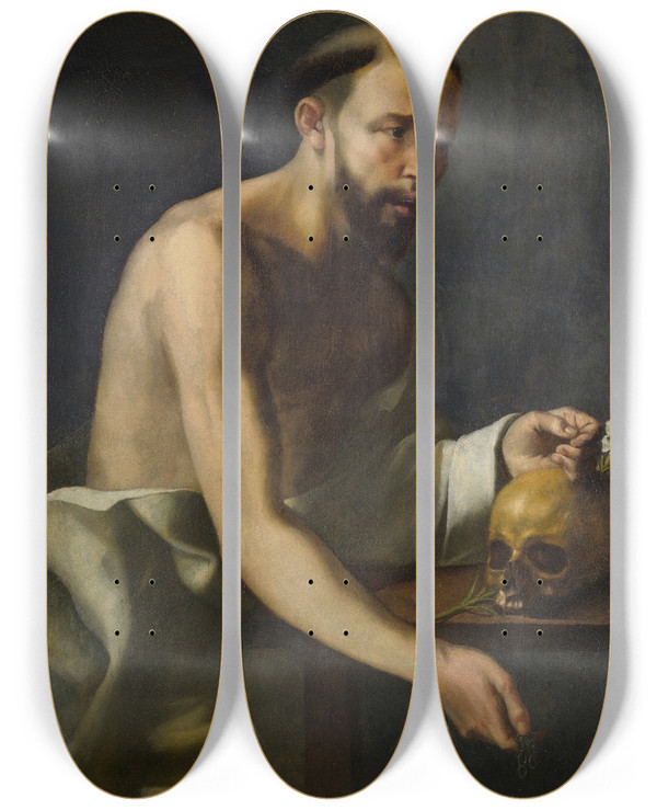 Triptych art skateboard deck of Spanish School Saint Dominic by Spanish School