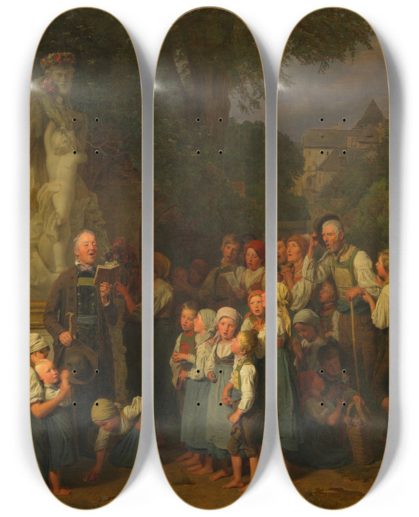 Triptych art skateboard deck of Ferdinand Georg Waldmller Die Verehrung Des Heiligen Johannes Johannesandacht by Ferdinand Georg Waldmuller (1793-1865)