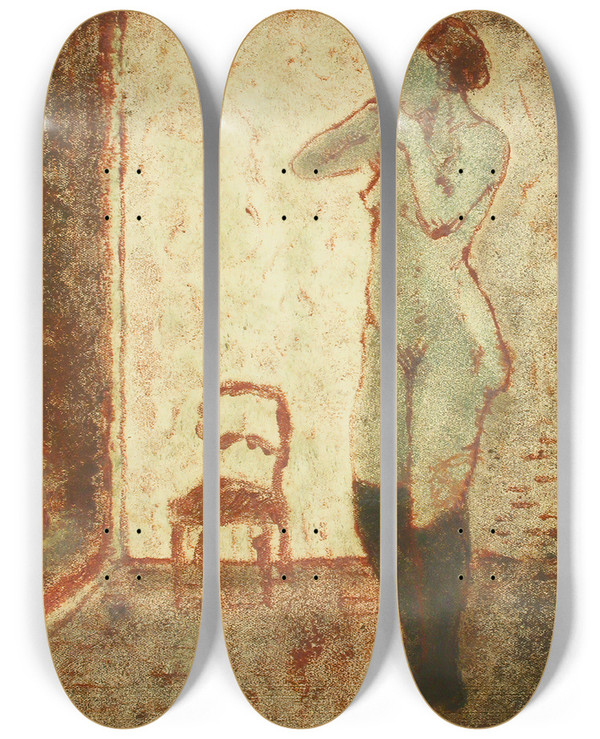Triptych art skateboard deck of Alvar Cawn Model_1 by Alvar Cawen (1886-1935)