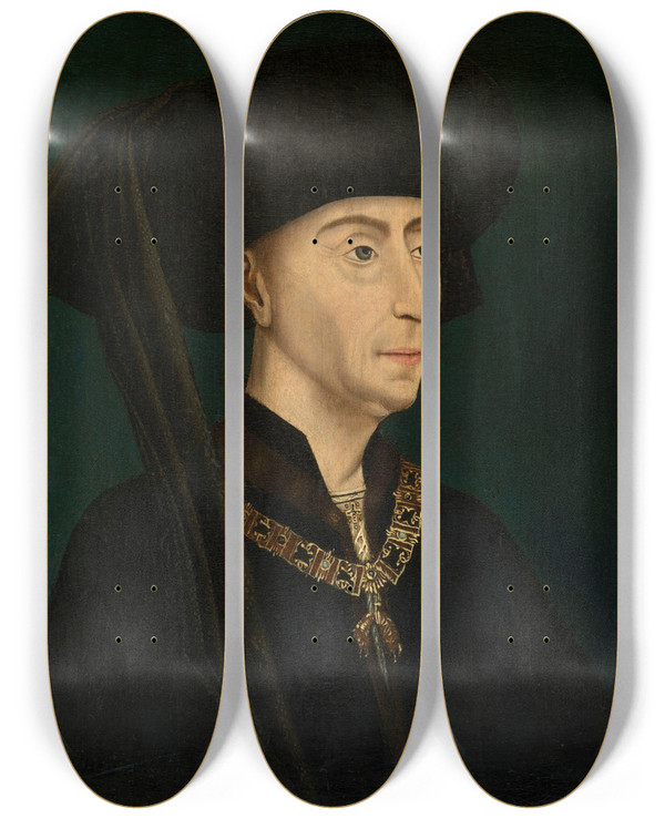 Triptych art skateboard deck of Rogier Van Der Weyden Philip The Good 2 by Rogier van der Weyden (1399-1464)