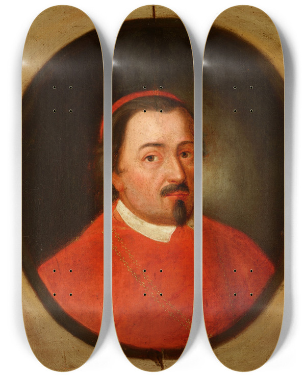 Triptych art skateboard deck of Friedrich Kloss Portrait Of Zbigniew Olenicki 13891455 Dbno Coat Of Arms Bishop Of Krakow Cardinal Primate by Friedrich Kloss (1783-1790)