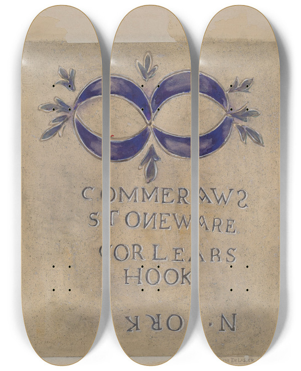 Triptych art skateboard deck of Yolande Delasser Jug_1 by Yolande Delasser (1935)