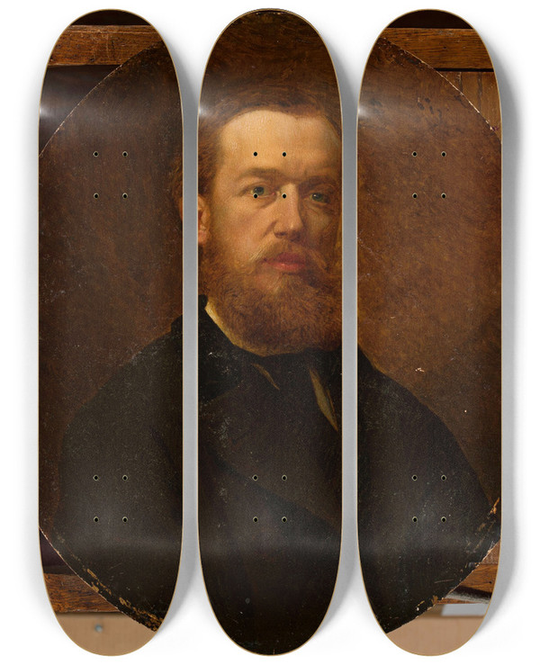 Triptych art skateboard deck of Andrzej Mniszech Portrait Of Maksymilian Gierymski by Andrzej Mniszech (1823-1905)