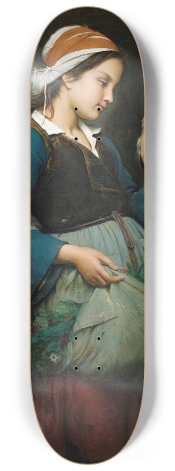 Emile-Auguste Hublin - Fillette  loiseau 8.25 inch art skate deck