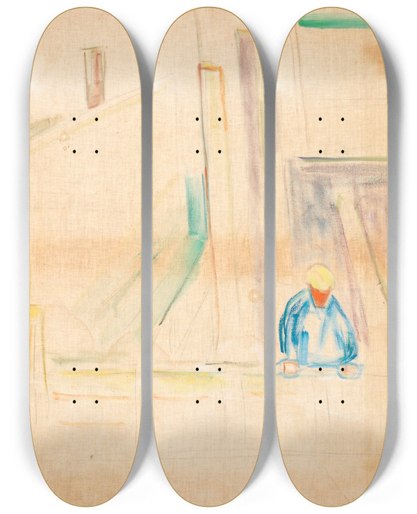Triptych art skateboard deck of Edvard Munch Mason by Edvard Munch (1863-1944)