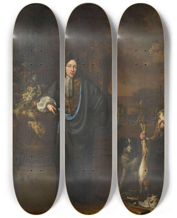 Triptych art skateboard deck of Jan Weenix Portrait Of Silvester Van Tongeren by Jan Weenix (1641-1719)