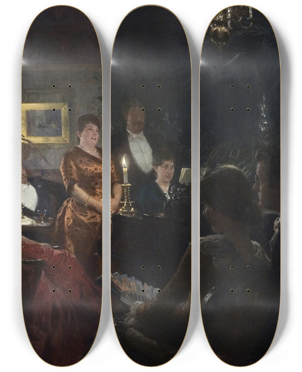 Triptych art skateboard deck of Peder Severin Kryer A Duet by Peder Severin Kroyer (1851-1909)