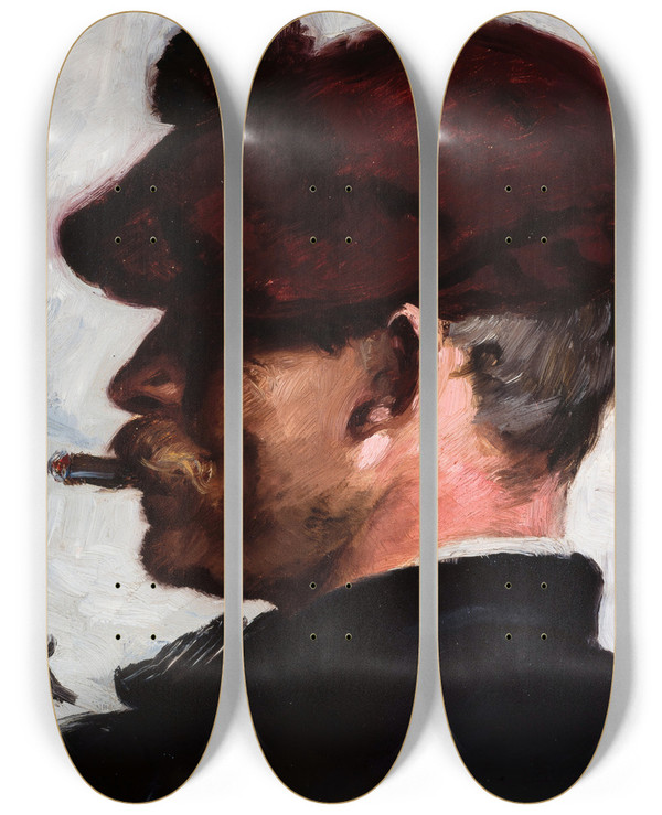 Triptych art skateboard deck of Peder Severin Kryer Thorvald Niss by Peder Severin Kroyer (1851-1909)