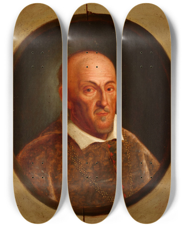 Triptych art skateboard deck of Friedrich Kloss Portrait Of Pawe Piasecki 1579 1649 Janina Coat Of Arts Bishop Of Kamyaniets And Przemyl by Friedrich Kloss (1783-1790)