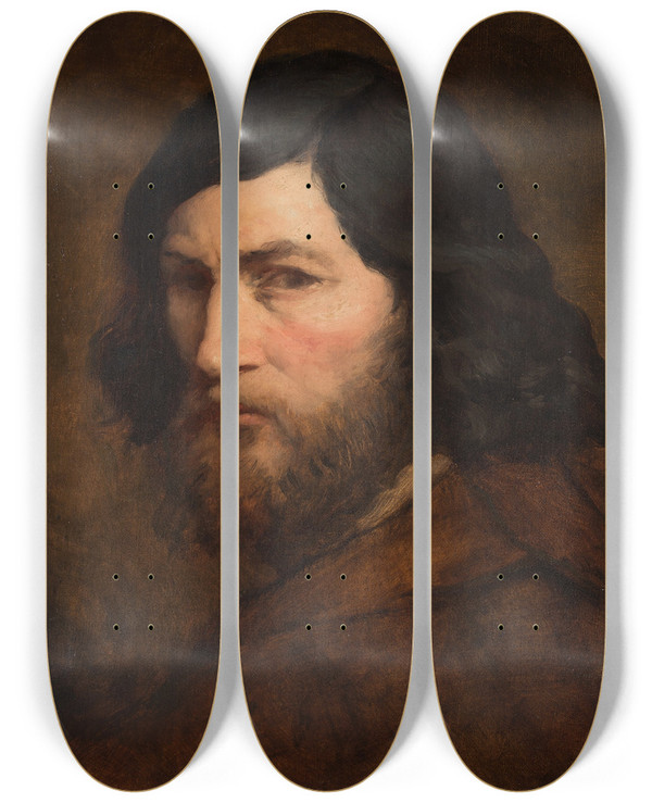 Triptych art skateboard deck of Jeanfranois Millet Selbstbildnis by Jean-Franois Millet (1814-1875)