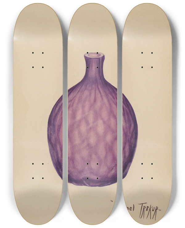 Triptych art skateboard deck of Michael Trekur Flask by Michael Trekur