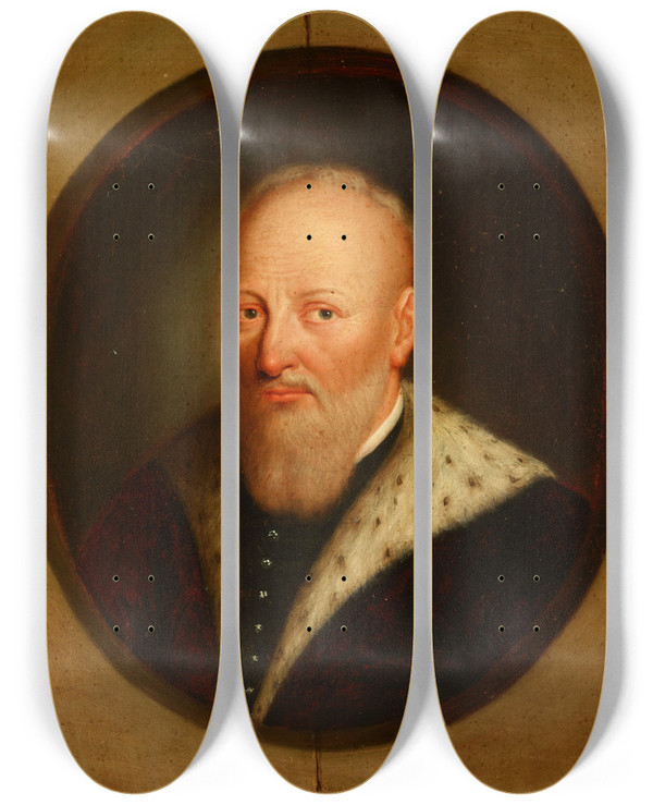Triptych art skateboard deck of Friedrich Kloss Portrait Of Jan Tarnowski 14881561 Castellan Of Krakow Grand Hetman Of The Crown by Friedrich Kloss (1783-1790)