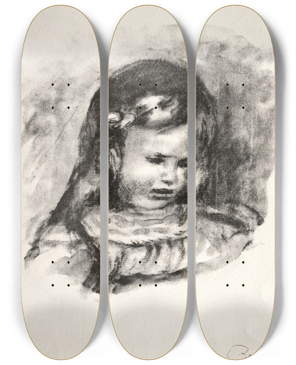 Triptych art skateboard deck of Pierreauguste Renoir Claude Renoir La Tte Baisse by Pierre-Auguste Renoir (1841-1919)