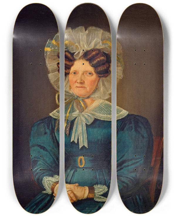 Triptych art skateboard deck of Wilhelm Bendz Portrait Of Mette Sophie Fuglsang The Artists Aunt by Wilhelm Bendz (1804-1832)