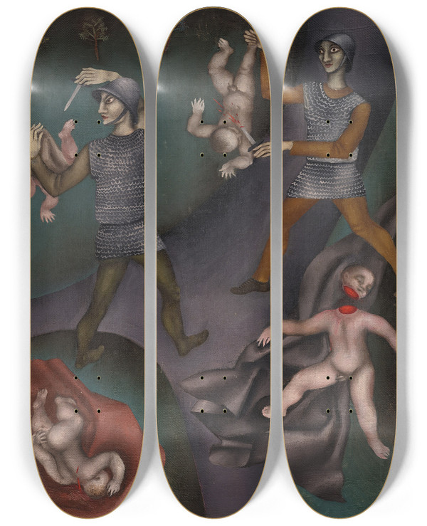Triptych art skateboard deck of Karin Luts Sta Laste Tapmine by Karin Luts (1904-1993)